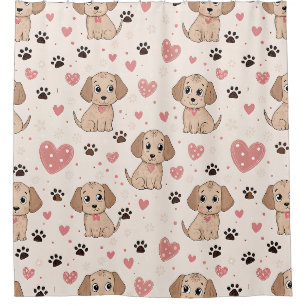 Cute Puppy Hearts Watercolor Pattern (4)
