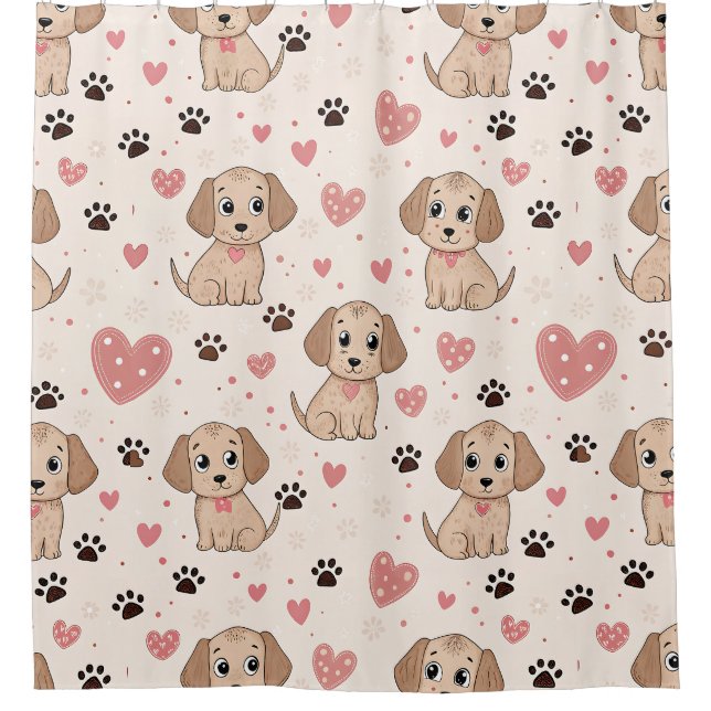 Cute Puppy Hearts Watercolor Pattern (4) (Front)