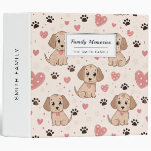 Cute Puppy Hearts Watercolor Pattern (4) Binder