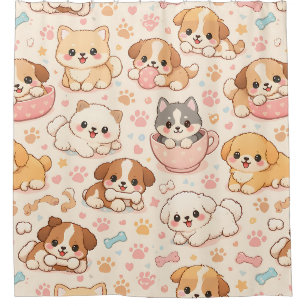 Cute Puppy Hearts Watercolor Pattern (5)