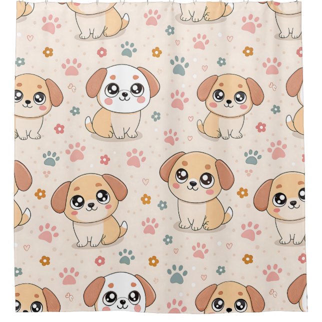 Cute Puppy Hearts Watercolor Pattern (6) (Front)