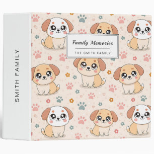 Cute Puppy Hearts Watercolor Pattern (6) Binder