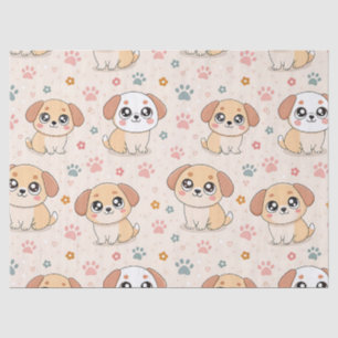 Cute Puppy Hearts Watercolor Pattern (6) Tissue Paper