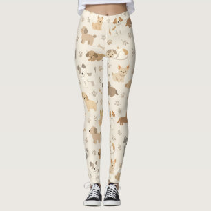 Cute Puppy Hearts Watercolor Pattern (7) Leggings