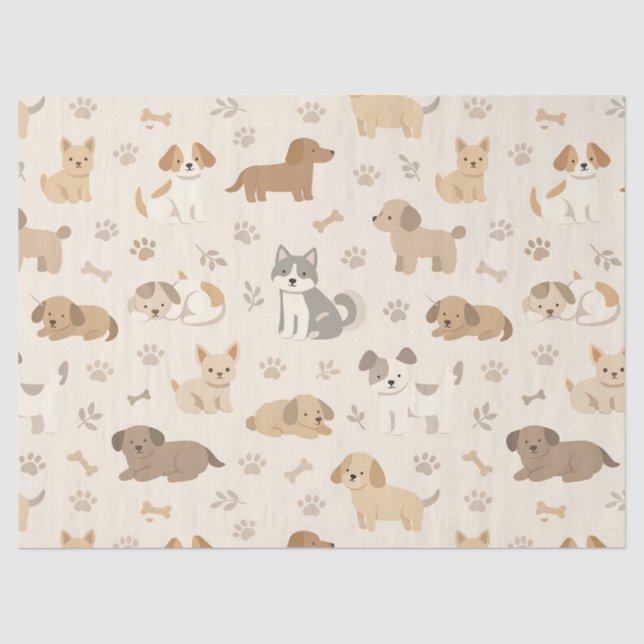 Cute Puppy Hearts Watercolor Pattern (7) Tissue Paper (Front)