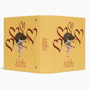 Cute Puppy Hearts Your Name Kids Binder