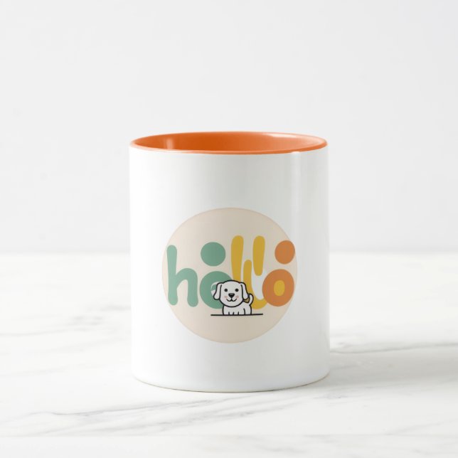 Cute Puppy “Hello” Mug (Center)