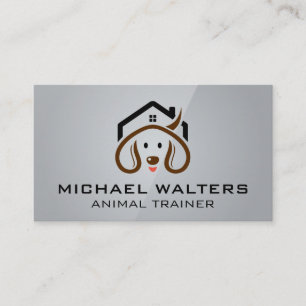 Cute Puppy Home Logo   Dog Groomer Business Card