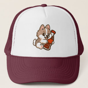 Cute Puppy Hugging Soda Bottle Trucker Hat