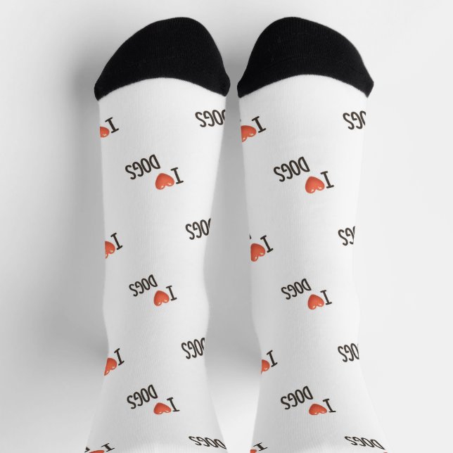 Cute Puppy I Love Dogs Pattern Crew Socks (Top)