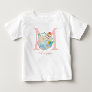 Cute Puppy Illustration Sweet Monogram  Baby T-Shirt