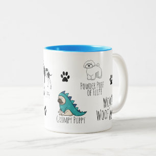 Cute Puppy Illustrations and Poem  Two-Tone Coffee Mug