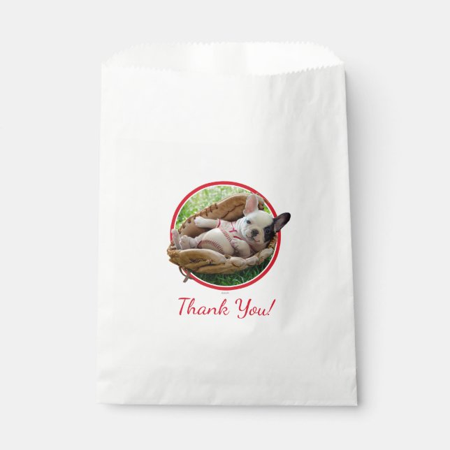 Cute Puppy in a Baseball Mitt Favour Bag (Front)