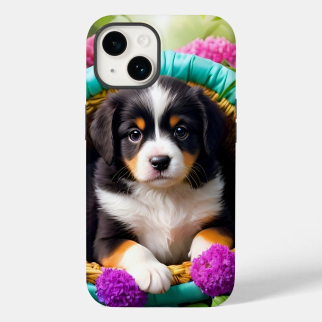 Cute Puppy in a Basket Case-Mate iPhone Case (Back)