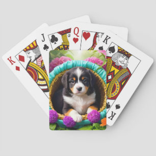 Cute Puppy in a Basket Playing Cards