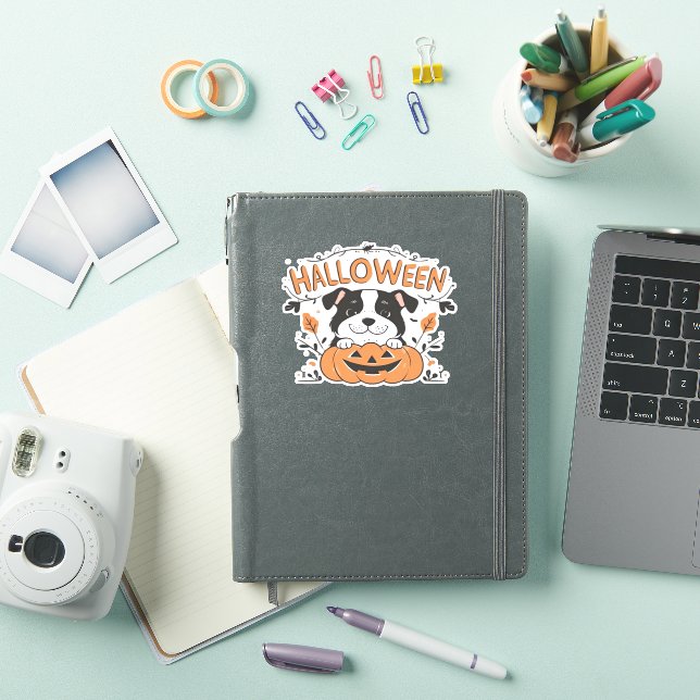 Cute Puppy in Pumpkin � Halloween Dog Illustration (iPad Cover)