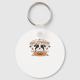 Cute Puppy in Pumpkin � Halloween Dog Illustration Keychain