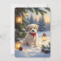 Cute Puppy in the Snow Holiday