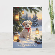 Cute Puppy in the Snow Holiday