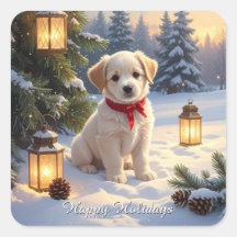 Cute Puppy in the Snow Stickers