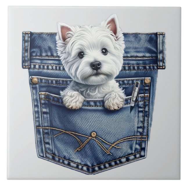 Cute puppy inside a pocket tile (Front)