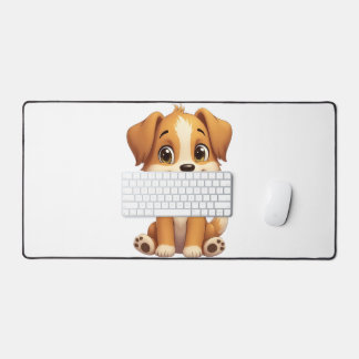 cute puppy It's a long pad. Desk Mat