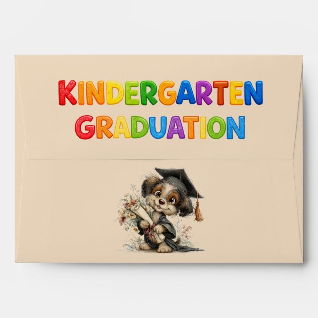 Cute Puppy Kindergarten Graduation  Envelope (Back (Top Flap))