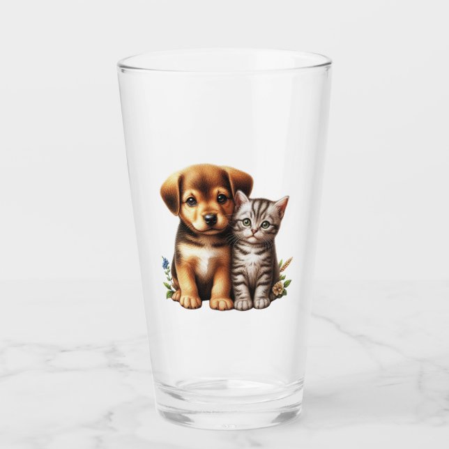 Cute puppy/kitten  glass (Front)
