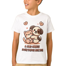 Cute Puppy & Kitten Hug - Adorable Kawaii Design