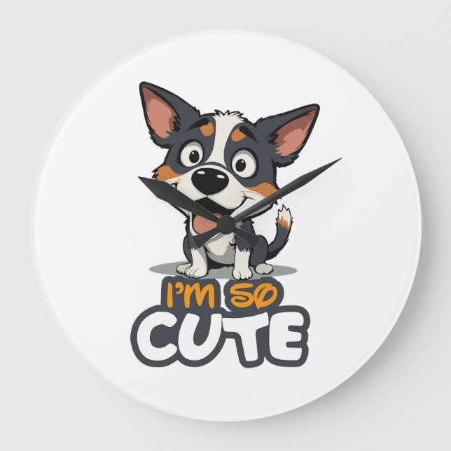 cute puppy large clock (Front)