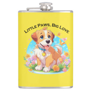 Cute Puppy Little Paws Big Love Hip Flask