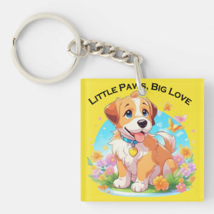 Cute Puppy Little Paws Big Love Keychain
