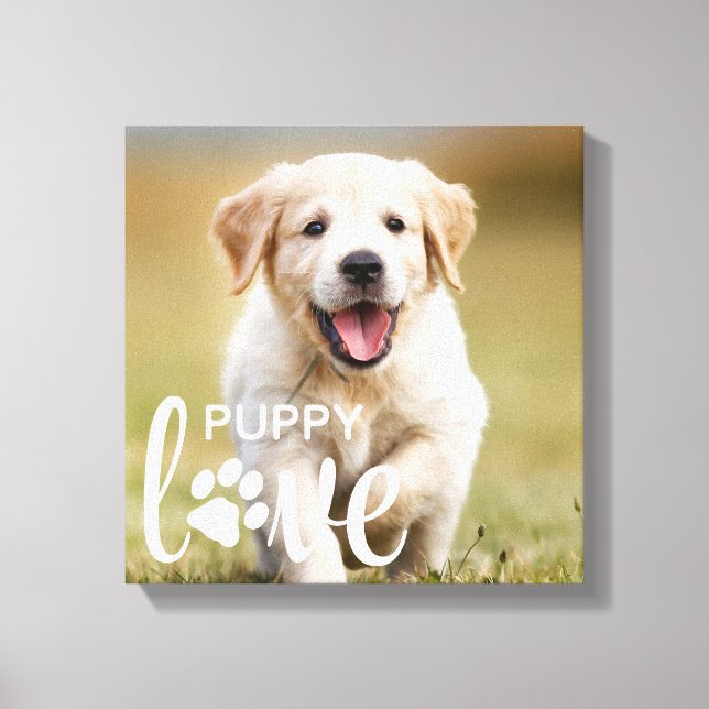 Cute Puppy Love Personalized Photo Pet Dog Lover Canvas Print (Front)