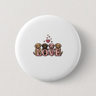 Cute Puppy Love Valentine Vintage Engraving Design 2 Inch Round Button