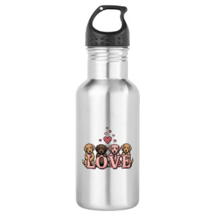 Cute Puppy Love Valentine Vintage Engraving Design 532 Ml Water Bottle