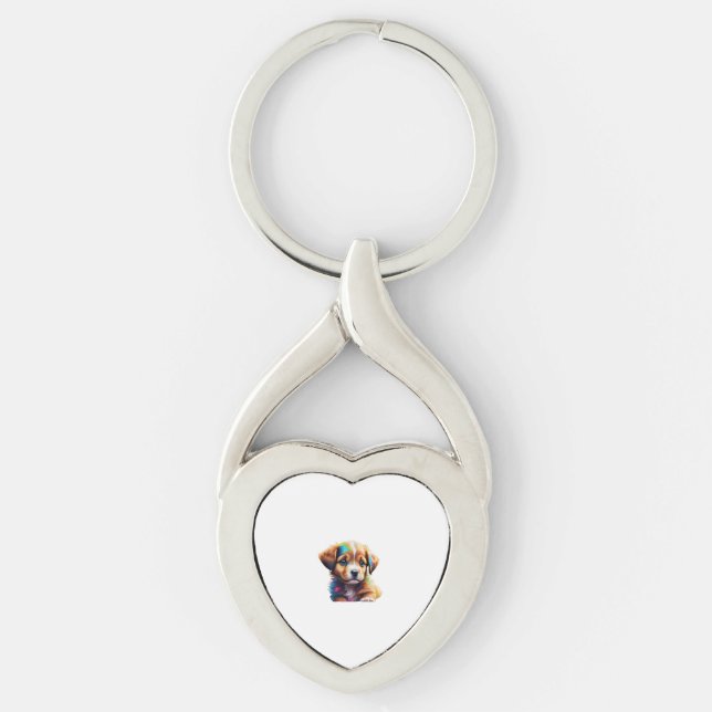 Cute Puppy Made of Liquid Colours   Keychain (Front)