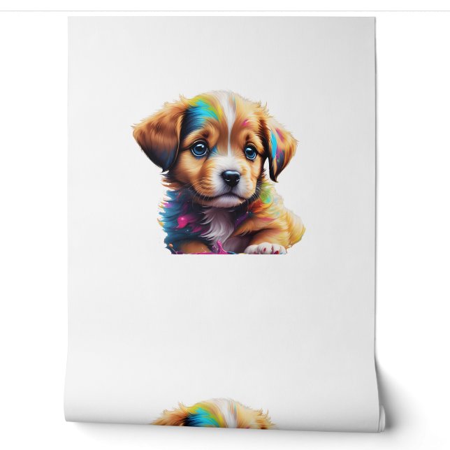 Cute Puppy Made of Liquid Colours   Wallpaper (Unrolling)