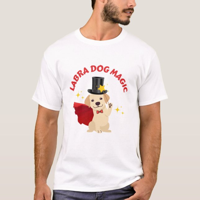 Cute Puppy Magician Art T-Shirt (Front)