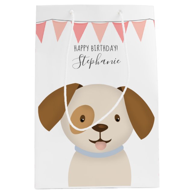 Cute Puppy Medium Gift Bag (Front)