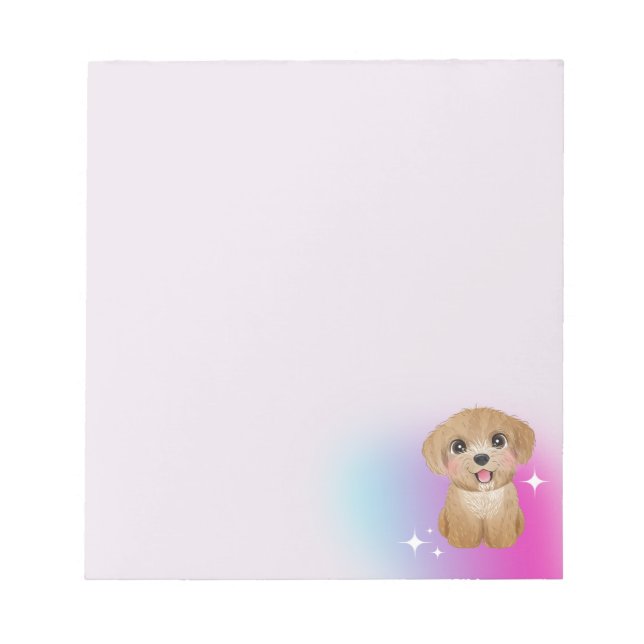 Cute Puppy Notepad with soft colour background (Front)