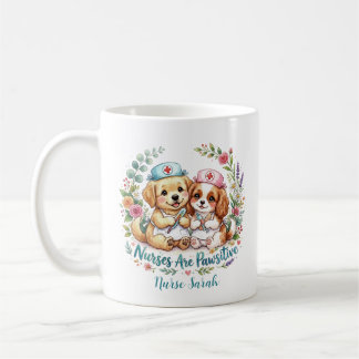 Cute Puppy Nurse Pawsitive Watercolor Personalized Coffee Mug
