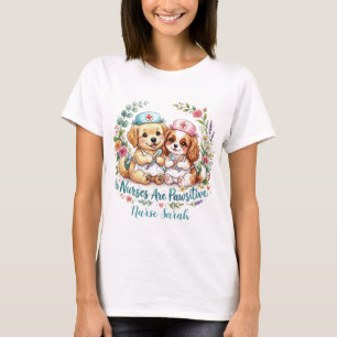 Cute Puppy Nurse Pawsitive Watercolor Personalized T-Shirt