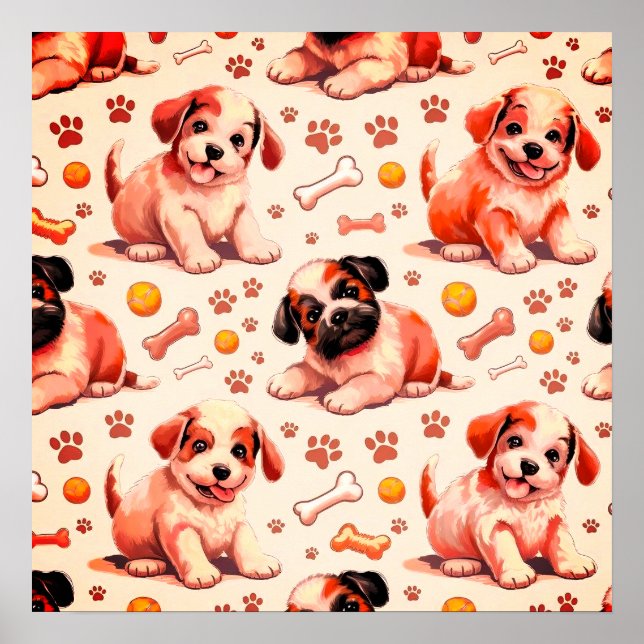 Cute Puppy Nursery Poster (Front)