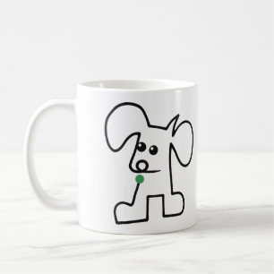 Cute Puppy One Line With A Green Ball Coffee Mug