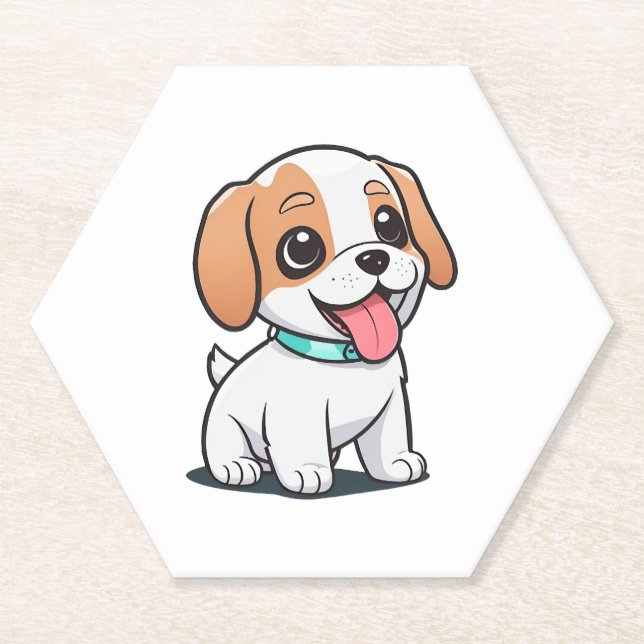 Cute Puppy Paper Coaster (Front)