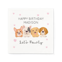 Cute Puppy Paper Napkins Lets Pawty Tableware