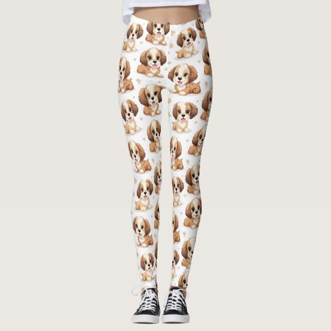 Cute Puppy Pattern Leggings (Front)