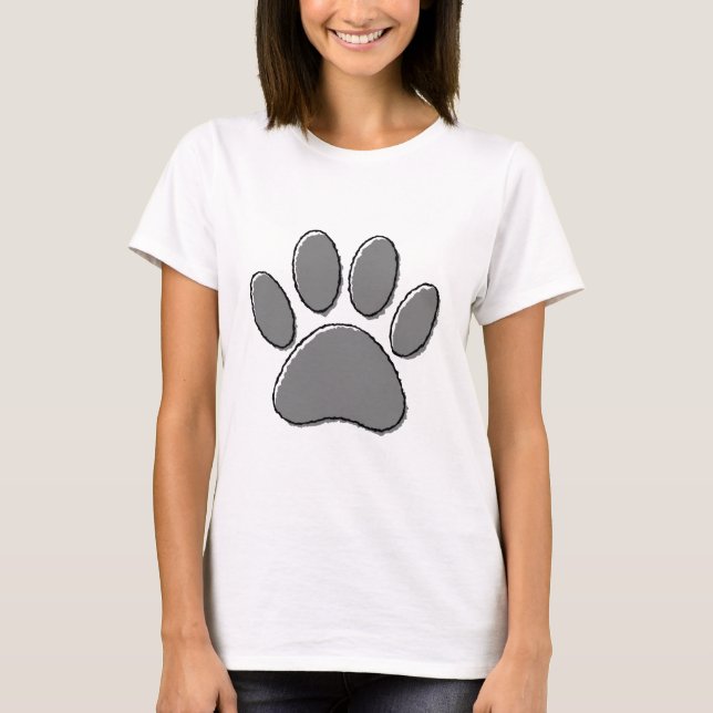 Cute Puppy Paw Drawing T-Shirt (Front)