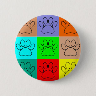 Cute Puppy Paws In Squares 2 Inch Round Button