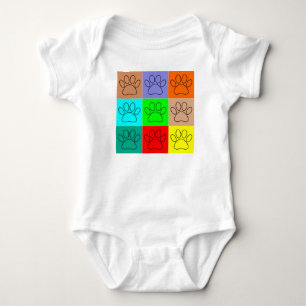 Cute Puppy Paws In Squares Baby Bodysuit